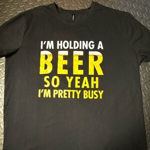 Men’s Funny “Beer” Black Graphic Short Sleeve Tee Size 3X